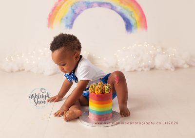 Rainbow Baby, Rainbow Backdrop, First Birthday, Cake Smash, Ashleigh Shea Photography, Chislehurst, Kent