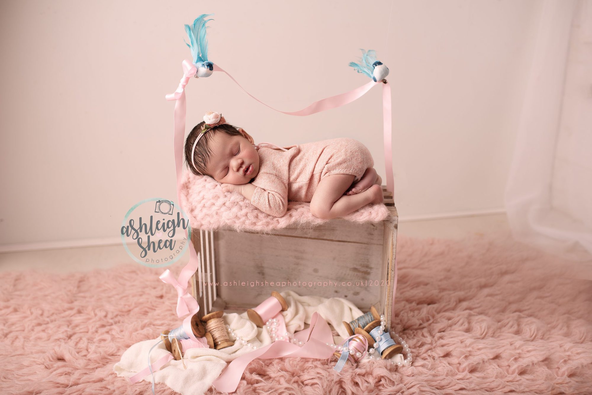 London Photographer, Cinderella Inspired Newborn Picture, Cinders, Blue Birds, Beads, Pink, Ivy and Nell, 